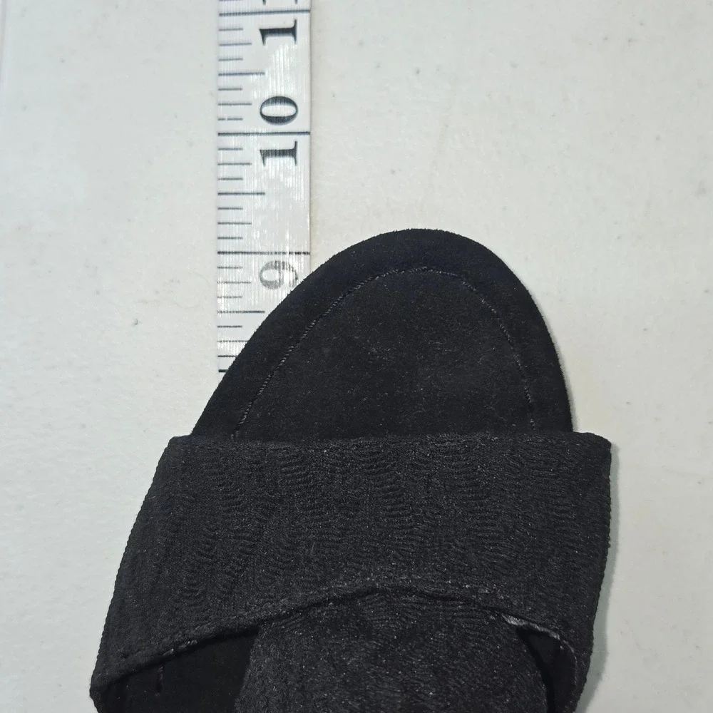 New York Transit Womens Black Wedge Sandals Slingback Open Toe Shoes Size 10M
